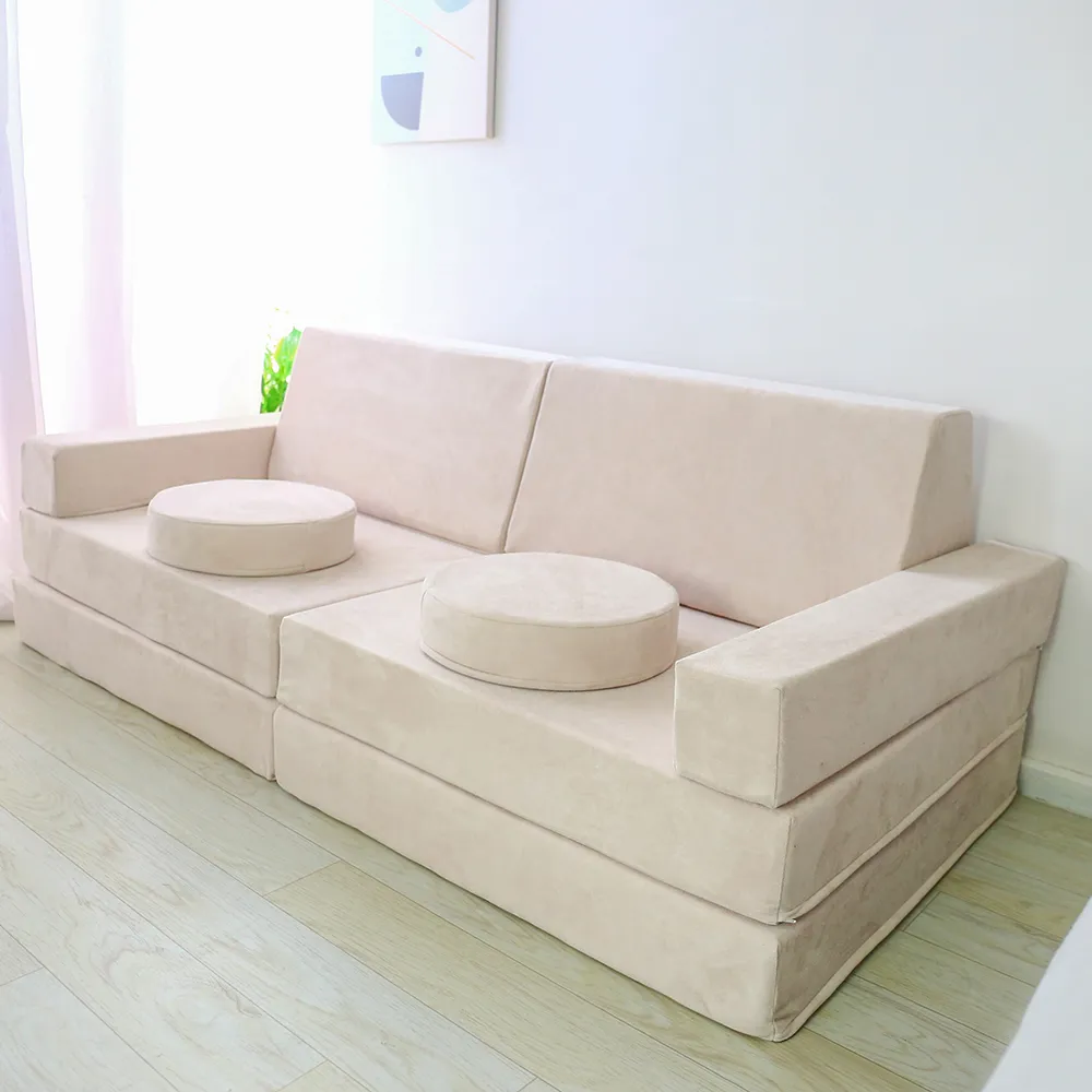 1 Modular Kids Play Couch Sofa Set, Convertible Toddler Sectional Floor Cushion Kids Sofa, Fort Building & Lounging for Kids Playroom - Image 1