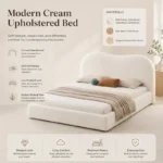 Modern Cloud Upholstered Bed Frame, Teddy Fleece Soft Bouclé Fabric Platform Bed, No Box Spring Needed, Noise-Free, Easy Assembly, White - Image 3