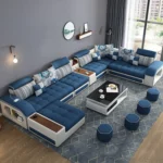 Modern Luxury 7 Seater Modular Fabric Sofa Furniture Set Multifunctional Living Room Home Corner Couch U Shaped Sectional Sofa - Image 6