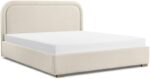 Modern Upholstered Bed Frame with Padded Curved Headboard, Soft Fabric Platform Low Profile Bed Base, Modern Bedroom Furniture - Image 5