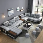 Modern Luxury 7 Seater Modular Fabric Sofa Furniture Set Multifunctional Living Room Home Corner Couch U Shaped Sectional Sofa - Image 2
