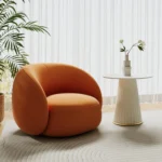 sofa chair with orange color upholstery