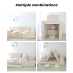 Modular Kids Play Couch Sofa Set, Convertible Toddler Sectional Floor Cushion Kids Sofa, Fort Building & Lounging for Kids Playroom - Image 5