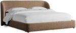 Boucle Fabric Upholstered Bed with Curved Wingback Headboard, Modern Luxury Low Profile Platform Frame, Soft Mattress Foundation - Image 4
