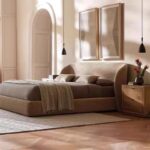 Boucle Fabric Upholstered Bed with Curved Wingback Headboard, Modern Luxury Low Profile Platform Frame, Soft Mattress Foundation - Image 3