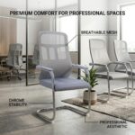 Modern Grey Mesh Visitor Chair with Padded Armrests – Ergonomic Office Seating with Heavy-Duty Chrome Cantilever Base for Reception, Meeting Rooms, and Waiting Areas (50 X 50 X 101 CM) - Image 3
