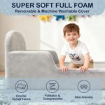 Soft Foam Toddler Bed, High Density Sponge Upholstered Kids Floor Bed, Safe Side Guardrails, Cozy Kids Bedroom Furniture, Lightweight & Durable - Image 4