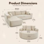 Modern 3-Piece Sectional Sofa Set with Loveseat and Round Chaise Lounge Chair, Plush Corduroy Upholstered L-Shape Couch for Living Room - Image 2
