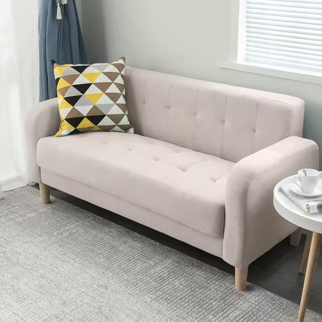 61d2oXyxV6L._AC_SL1080_ Modern Nordic Style 2-Seater Sofa, Comfortable Upholstered Loveseat for Small Spaces, Apartment Living Room & Bedroom Couch with Wooden Legs - Image 1