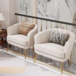 Luxury Velvet Accent Chair with Golden Metal Legs, Modern Upholstered Single Sofa Side Chair, Design for Living Room, Bedroom, Office - Image 5