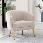 Luxury Velvet Accent Chair with Golden Metal Legs, Modern Upholstered Single Sofa Side Chair, Design for Living Room, Bedroom, Office - Image 4