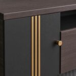 Modern Wenge TV Stand with Gold Accents & Storage - Sleek Media Console - Contemporary Entertainment Center for Living Room, Bedroom - Image 2