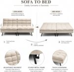Modern Convertible Sofa Bed - 2-in-1 Sleeper Sofa with Adjustable Backrest, Tufted Fabric, Metal Legs - Compact Loveseat for Small Spaces, Living Room, Guest Room - Image 5