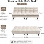 Modern Convertible Sofa Bed - 2-in-1 Sleeper Sofa with Adjustable Backrest, Tufted Fabric, Metal Legs - Compact Loveseat for Small Spaces, Living Room, Guest Room - Image 2