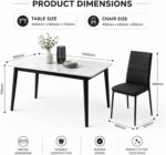 Modern 7-Piece Dining Table Set for 6 - Gray Sintered Stone Marble Top, Black Metal Legs & Upholstered Chairs - 140x80cm Kitchen Furniture - Image 2