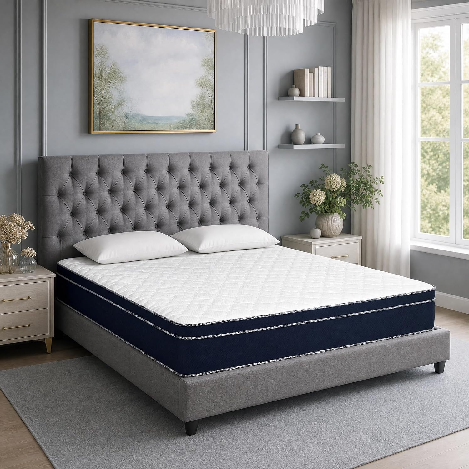 81HVO06v0zL._AC_SL1500_ Premium Hybrid Mattress with Breathable Cover, Medium Firmness, Pocket Spring & Foam for Pressure Relief, Motion Isolation, Edge Support - Image 1