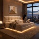 Modern Upholstered LED Floating Bed Frame with Tufted Headboard, No Box Spring Needed - Image 3