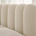 Cloud Upholstered Bed Frame, Teddy Fleece Modern Soft Boucle Platform Bed with Vertical Channel Headboard - Image 4