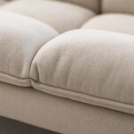 Modern Convertible Sofa Bed - 2-in-1 Sleeper Sofa with Adjustable Backrest, Tufted Fabric, Metal Legs - Compact Loveseat for Small Spaces, Living Room, Guest Room - Image 4