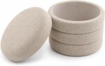 Modern Contemporary Boucle Fabric Storage Round Ottoman Footstool, Tufted Stool with Hidden Storage for Living Room, Bedroom, and Entryway, Soft Upholstered Seat - Image 2
