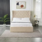 Modern Hydraulic Storage Bed Frame with Tufted Wingback Headboard, Lift Up Platform Bed with Spacious Under Bed Storage - Image 3