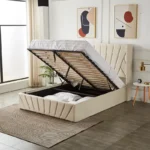 Modern hydraulic Storage Bed Frame, Velvet Upholstered Wingback Headboard, No Box Spring Required, Bedroom Furniture