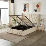 Modern hydraulic Storage Bed Frame, Velvet Upholstered Wingback Headboard, No Box Spring Required, Bedroom Furniture - Image 4