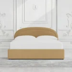 Curved Upholstered Platform Bed Frame with Modern Arch Headboard, Contemporary Fabric Bedroom Furniture, Heavy Duty Wooden Slat Support - Image 2