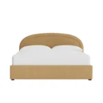 Curved Upholstered Platform Bed Frame with Modern Arch Headboard, Contemporary Fabric Bedroom Furniture, Heavy Duty Wooden Slat Support - Image 3