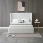 Luxury Hydraulic Storage Bed Frame with Vertical Channel Upholstered Headboard, Hidden Storage Platform Bed, Bedroom Furniture - Image 3