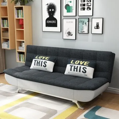 Charcoal + Light Grey - Sofa Bed Modern Convertible Sofa Bed Sofa Bed Modern Convertible Fabric Sleeper Couch with Adjustable Backrest, Tufted Upholstered Folding Futon with Metal Legs for Living Room, Apartment - Image 1