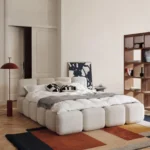 Boucle Upholstered Bed Frame, Padded Headboard and Footboard with Plush Fabric Platform Bed, Modern Bedroom Furniture - Image 2