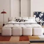 Boucle Upholstered Bed Frame, Padded Headboard and Footboard with Plush Fabric Platform Bed, Modern Bedroom Furniture - Image 3