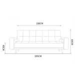 Convertible Futon Sofa Bed, Modern Fabric Sleeper Couch with 2 Bolster Pillows and Wooden Legs, Adjustable Folding Reclining Loveseat, Living Room Furniture - Image 5