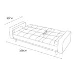 Convertible Futon Sofa Bed, Modern Fabric Sleeper Couch with 2 Bolster Pillows and Wooden Legs, Adjustable Folding Reclining Loveseat, Living Room Furniture - Image 6