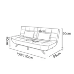 Modern Convertible Sofa Bed, Faux Leather Folding Sleeper Couch with Adjustable Backrest, Tufted Upholstery, Metal Legs for Living Room, Guest Room, Apartment - Image 2