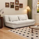 Modern Convertible Sofa Bed, Corduroy Fabric Sleeper Couch with Thick Foam Padding, Upholstered Floor Sofa for Home, Office and Guest Space